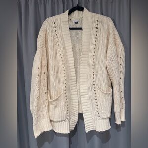 American Eagle Outfitters Cream Knit Cardigan